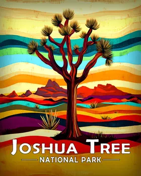 Abstract Tree & Mountains - Joshua Tree Souvenir Art Prints - 8"x10" Artwork for 11"x14" Frame