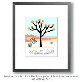 Minimalist Tree - Joshua Tree Souvenir Art Prints - 8"x10" Artwork for 11"x14" Frame