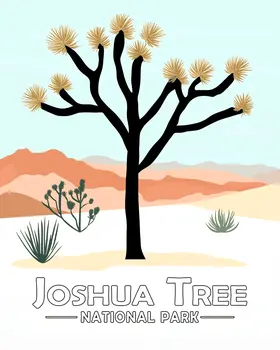 Minimalist Tree - Joshua Tree Souvenir Art Prints - 8"x10" Artwork for 11"x14" Frame
