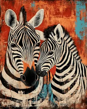 Zebra Baby with Mom - Animal Mothers & Babies Wall Art Prints – 8″x10″ Artwork for 11″x14″ Frame