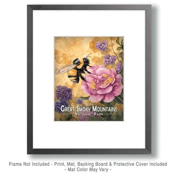 Garden Bumblebee - Great Smoky Mountains Souvenir Art Prints - 8"x10" Artwork for 11"x14" Frame
