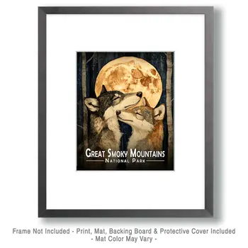 Wolf Love Affair - Great Smoky Mountains Souvenir Art Prints - 8"x10" Artwork for 11"x14" Frame