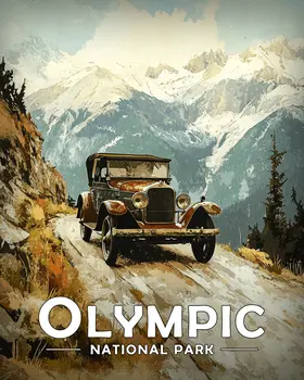 High Mountain Ride - Olympic Souvenir Art Prints - 8"x10" Artwork for 11"x14" Frame