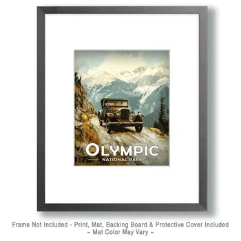 High Mountain Ride - Olympic Souvenir Art Prints - 8"x10" Artwork for 11"x14" Frame