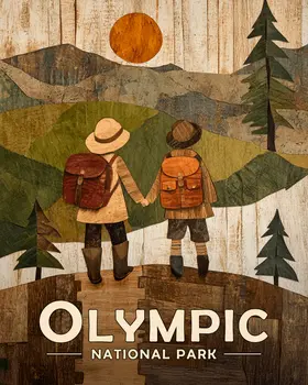 Sharing Nature - Olympic Souvenir Art Prints - 8"x10" Artwork for 11"x14" Frame