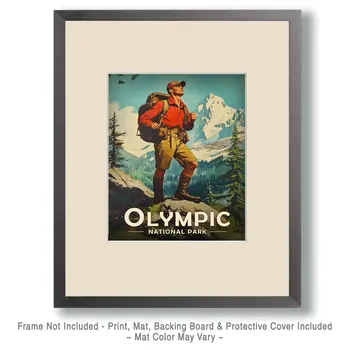 Lone Hiker - Olympic Souvenir Art Prints - 8"x10" Artwork for 11"x14" Frame
