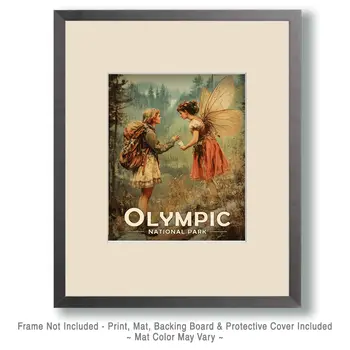 Fairy Giving Directions - Olympic Souvenir Art Prints - 8"x10" Artwork for 11"x14" Frame