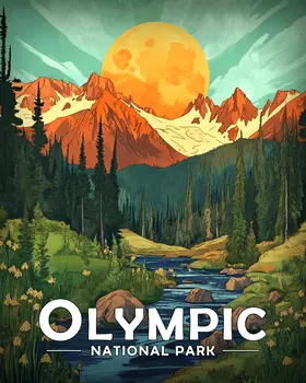 Morning Sunrise - Olympic Souvenir Art Prints - 8"x10" Artwork for 11"x14" Frame