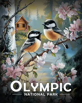 Chickadees - Olympic Souvenir Art Prints - 8"x10" Artwork for 11"x14" Frame