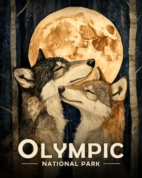 Wolves in Love - Olympic Souvenir Art Prints - 8"x10" Artwork for 11"x14" Frame