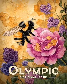 Garden Bumblebee - Olympic Souvenir Art Prints - 8"x10" Artwork for 11"x14" Frame