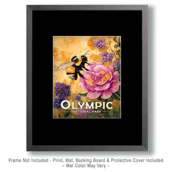 Garden Bumblebee - Olympic Souvenir Art Prints - 8"x10" Artwork for 11"x14" Frame