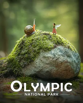 Fairy Meets Snail - Olympic Souvenir Art Prints - 8"x10" Artwork for 11"x14" Frame