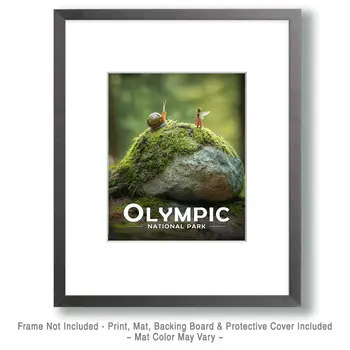 Fairy Meets Snail - Olympic Souvenir Art Prints - 8"x10" Artwork for 11"x14" Frame