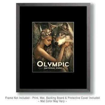 Fairy with Pet Wolf - Olympic Souvenir Art Prints - 8"x10" Artwork for 11"x14" Frame