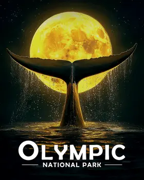 Tail o' the Whale - Olympic Souvenir Art Prints - 8"x10" Artwork for 11"x14" Frame