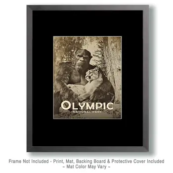 Bigfoot's Pet Mountain Lion - Olympic Souvenir Art Prints - 8"x10" Artwork for 11"x14" Frame