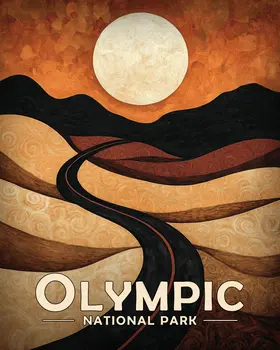 70's Style Landscape - Olympic Souvenir Art Prints - 8"x10" Artwork for 11"x14" Frame