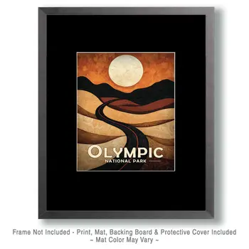 70's Style Landscape - Olympic Souvenir Art Prints - 8"x10" Artwork for 11"x14" Frame