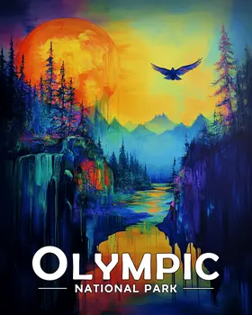 Evening Flight - Olympic Souvenir Art Prints - 8"x10" Artwork for 11"x14" Frame