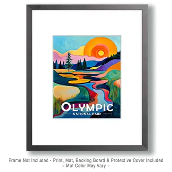 Abstract River Sunrise - Olympic Souvenir Art Prints - 8"x10" Artwork for 11"x14" Frame