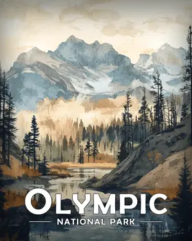 Misty Morning - Olympic Souvenir Art Prints - 8"x10" Artwork for 11"x14" Frame