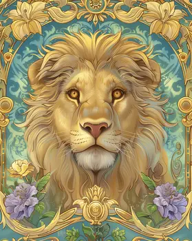 Art Nouveau Lion - Animal Kingdom Wall Art Prints in Art Nouveau Style – 8″x10″ Artwork for 11″x14″ Frame