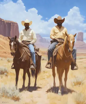 Cowboy Duo at Monument Valley - Cowboy Western Art Prints 8"x10" Artwork