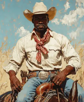 Cowboy Painted on Barn Board - Cowboy Western Art Prints 8"x10" Artwork