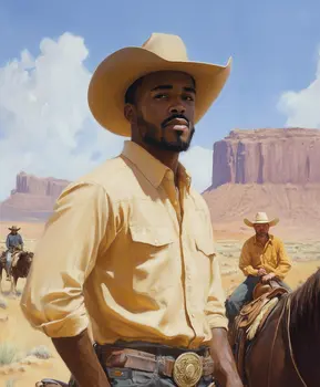 Cowboy Portrait Amid Canyons - Cowboy Western Art Prints 8"x10" Artwork