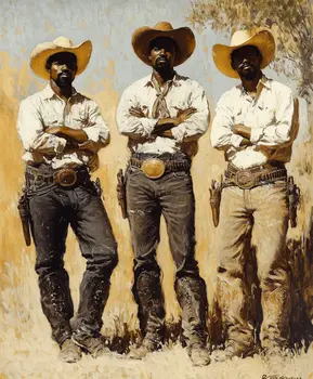 Cowboy Trio Posing - Cowboy Western Art Prints 8"x10" Artwork