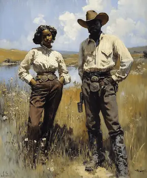 Cowboy and His Girl - Cowboy Western Art Prints 8"x10" Artwork