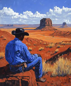 Cowboy at Monument Valley - Cowboy Western Art Prints 8"x10" Artwork