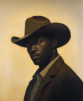 Cowboy in Shades of Brown - Cowboy Western Art Prints 8"x10" Artwork