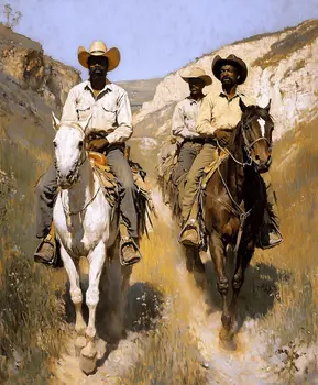 Cowboy Trio on Horseback - Cowboy Western Art Prints 8"x10" Artwork