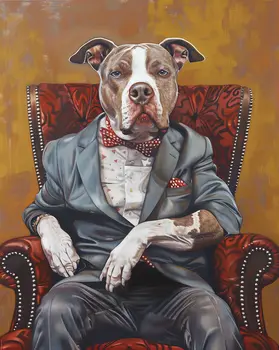 Pitbull Boss - Pit Bull Dog Portrait Wall Art Prints – 8″x10″ Artwork for 11″x14″ Frame