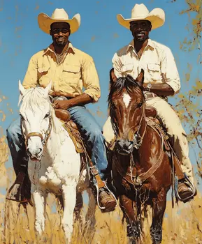 Two Cowboys on Horseback - Cowboy Western Art Prints 8"x10" Artwork