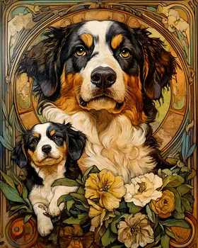 Australian Shepherd From Puppy to Dog - Pet Dog Still Life Wall Art Prints – 8″x10″ Artwork for 11″x14″ Frame