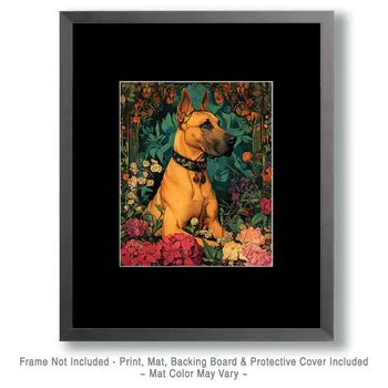 Classic Fawn Great Dane - Pet Dog Still Life Wall Art Prints – 8″x10″ Artwork for 11″x14″ Frame