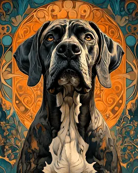 Nouveau Great Dane - Pet Dog Still Life Wall Art Prints – 8″x10″ Artwork for 11″x14″ Frame