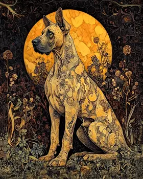 BOHO Great Dane - Pet Dog Still Life Wall Art Prints – 8″x10″ Artwork for 11″x14″ Frame