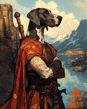 Great Dane Guard Dog - Pet Dog Still Life Wall Art Prints – 8″x10″ Artwork for 11″x14″ Frame