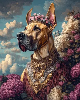 Great Dane Princess - Pet Dog Still Life Wall Art Prints – 8″x10″ Artwork for 11″x14″ Frame