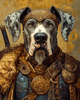 Great Dane Viking Leader - Pet Dog Still Life Wall Art Prints – 8″x10″ Artwork for 11″x14″ Frame