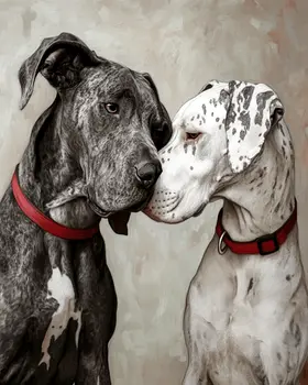 Great Danes in Love - Pet Dog Still Life Wall Art Prints – 8″x10″ Artwork for 11″x14″ Frame
