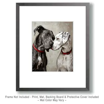 Great Danes in Love - Pet Dog Still Life Wall Art Prints – 8″x10″ Artwork for 11″x14″ Frame