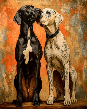 Great Dane Pair - Pet Dog Still Life Wall Art Prints – 8″x10″ Artwork for 11″x14″ Frame