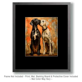 Great Dane Pair - Pet Dog Still Life Wall Art Prints – 8″x10″ Artwork for 11″x14″ Frame