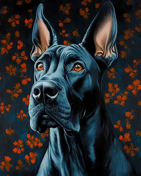 Intent Great Dane - Pet Dog Still Life Wall Art Prints – 8″x10″ Artwork for 11″x14″ Frame