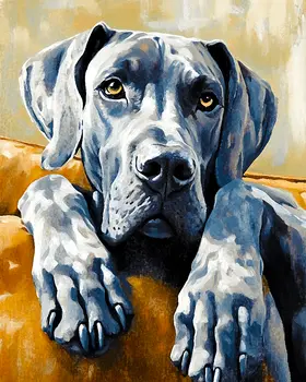 Waiting Great Dane - Pet Dog Still Life Wall Art Prints – 8″x10″ Artwork for 11″x14″ Frame